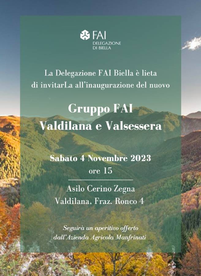 Locandina Inaugurazione Gruppo FAI Valdilana e Valsessera